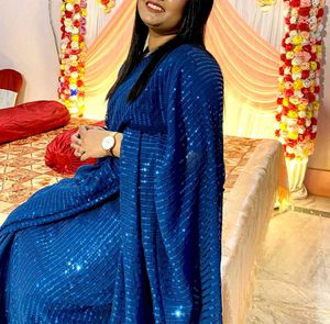 Elegant Blue Sequin Saree