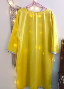 Yellow Printed Women Kurta 3XL
