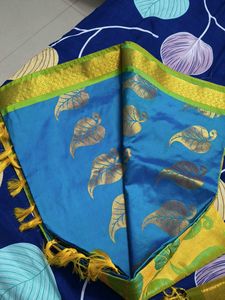 Elegant Mustard &amp; Blue Saree