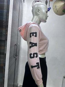 Pink Cropped Hoodie
