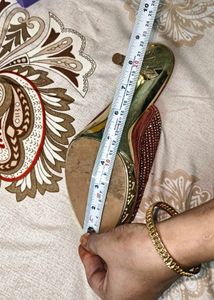 Red &amp; Gold Bejeweled Mules
