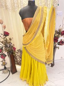 Yellow ready to wear saree