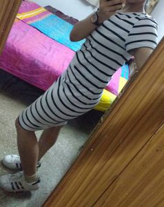 Korean Stripe Tshirt Dress Women - must Grab