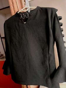 Black Cutout Sleeve Top