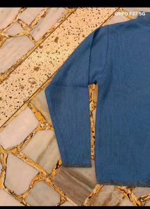 Blue Zip-Up Knit Jacket