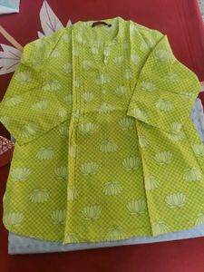 Lime Green Lotus Print Tunic Top