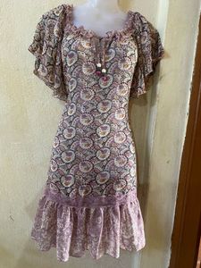 Paisley Print Ruffle Mini Dress