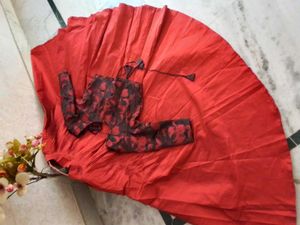 Red Skirt &amp; Blouse Set