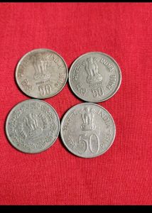 Old 50 Paise Coins Of 4 Different Types