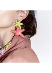 Zara Brand New Metallic Studded Star Earrings 4 NY