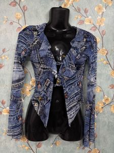 Women Denim Print Top