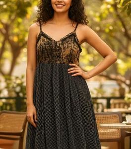 Patterned Sundress with laces in front