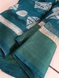 Teal Printed Saree