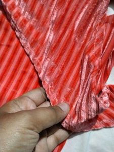 Striped Orangish Velvet Top