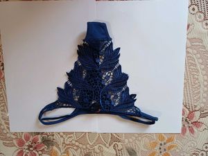 Navy Blue Lace Thong