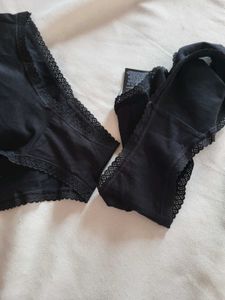 H&amp;M Lace Trimmed Cotton Hipsters Set Of 3/ Size-M