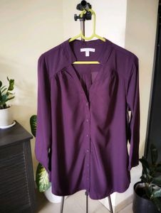 Purple Button-Down Blouse