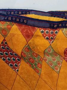 Vibrant  yellow Patterned georgette saree with blo