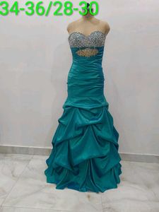 Teal Strapless Gown