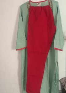 Mint Green Floral Embroidered Kurta Set