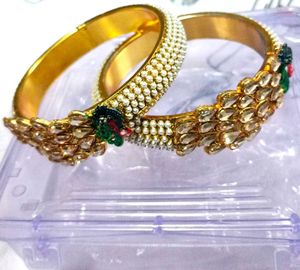 Traditional Kundan Pearl Bangles – Elegant Ethnic
