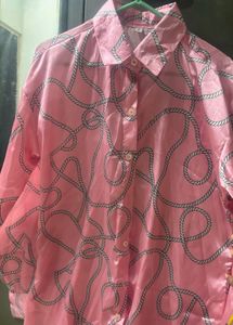 Pink Rope Print Button-Down