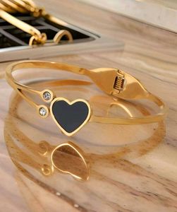 Gold Heart Bangle Bracelet