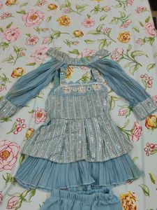 Girls&#39; Blue Embellished Outfit