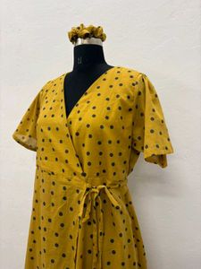 Chic Mustard Polka Dot Dress