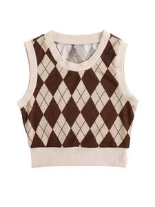Brown & Beige Argyle Sweater Vest – Vintage