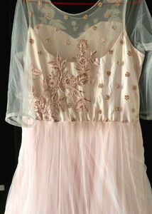 Elegant Pink Embroidered Gown