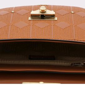 Iykyk Compact Brown Textured Crossbody Bag