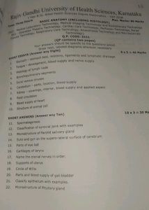 Basic Anatomy Including Histology Question Papers
