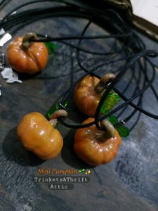 Handmade Miniature Pumpkin Clay Resin Necklace
