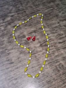 Vintage Beaded Necklace & Earring Set