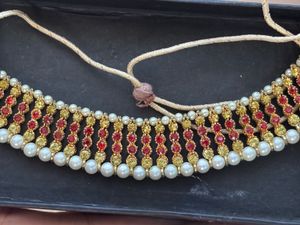 Pearl &amp; Ruby Beaded Choker
