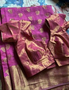 Pink Saree With Blouse