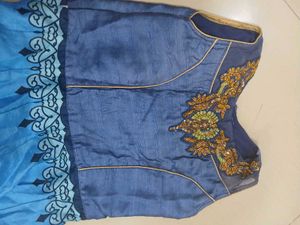 Blue Embroidered Anarkali Dress