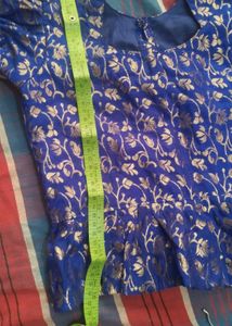 Royal Blue Gold Brocade Fabric Trim