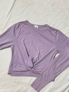 Lavender Long Sleeve Crop Top