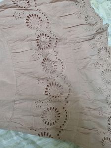 Korean Peach Cotton Schiffli Dress