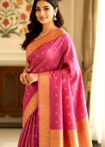 Elegant Pink pure Silk Saree