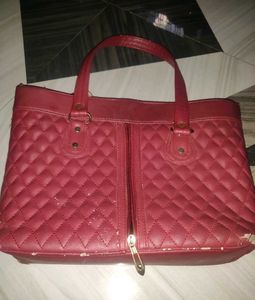Burgundy Quilted Tote Bag