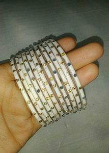 White Glass Bangles