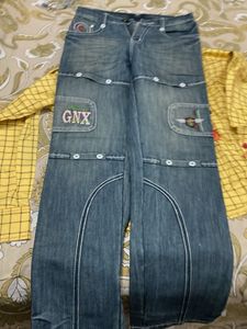 Yellow Plaid Button-Down Shirt And Jeans