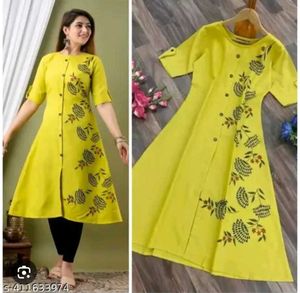 Yellow Printed Kurti