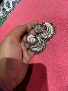 Oxidised Material Drop Earring