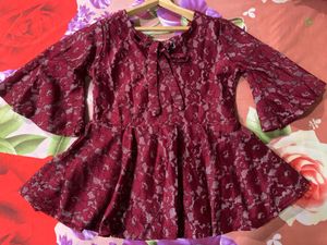 Maroon Lace Top