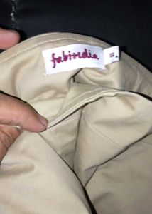 FABINDIA Beige Full Length Formal Slim Pant