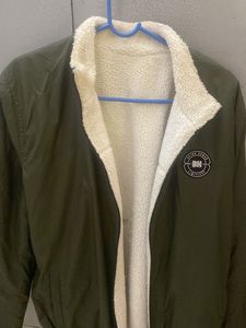 Olive Green Sherpa Lined Jacket